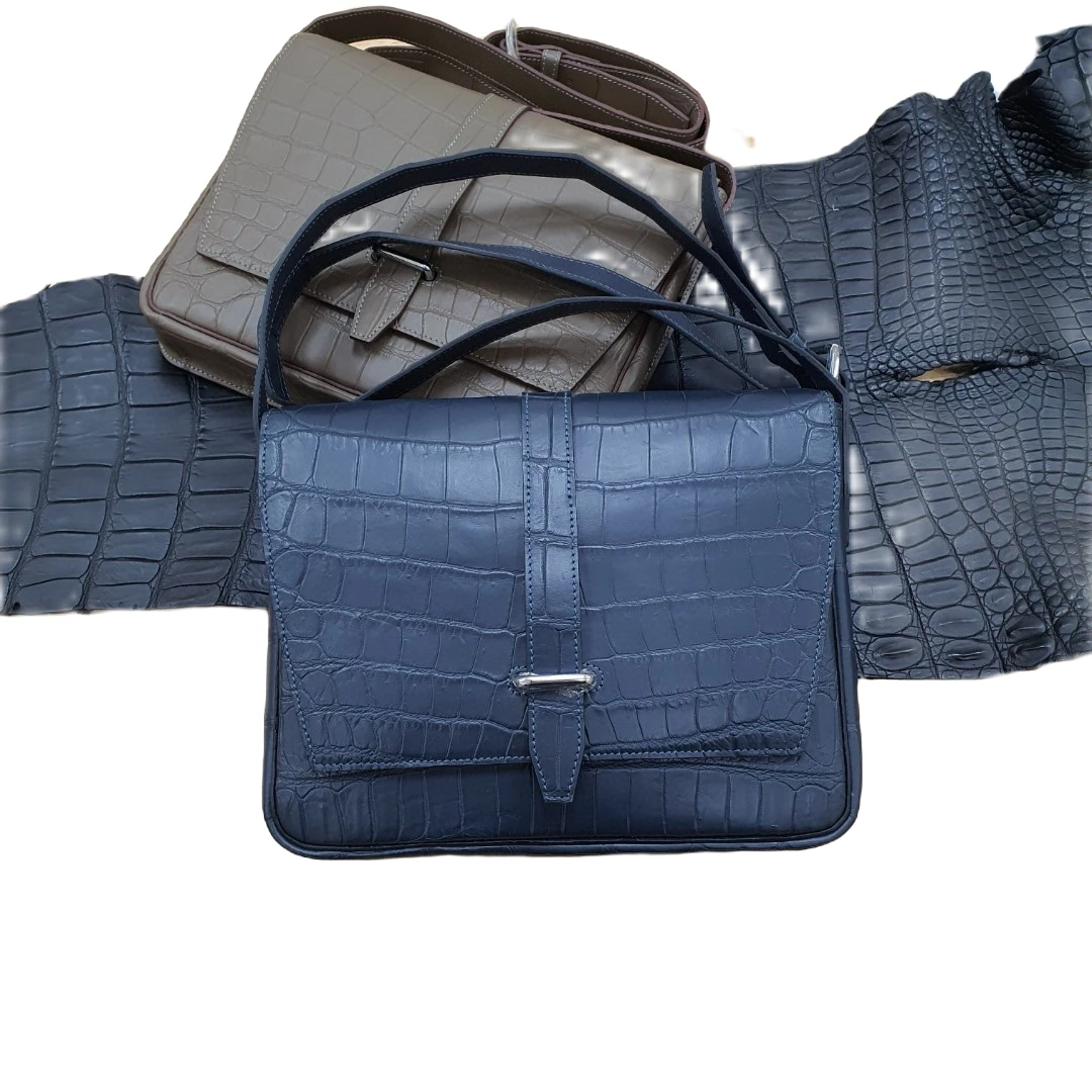 （尼罗鳄鱼皮）男士单肩包包斜挎包斜挎包百搭时尚黑色气质真皮小众
