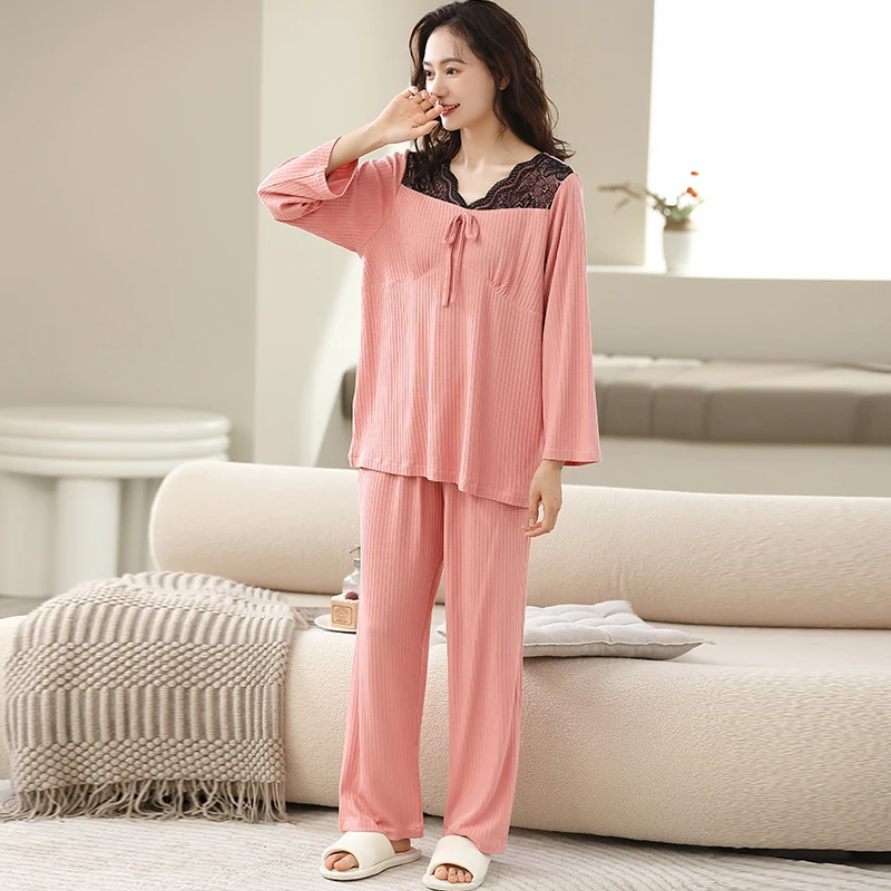 睡衣女春秋款长袖高级感家居服套装