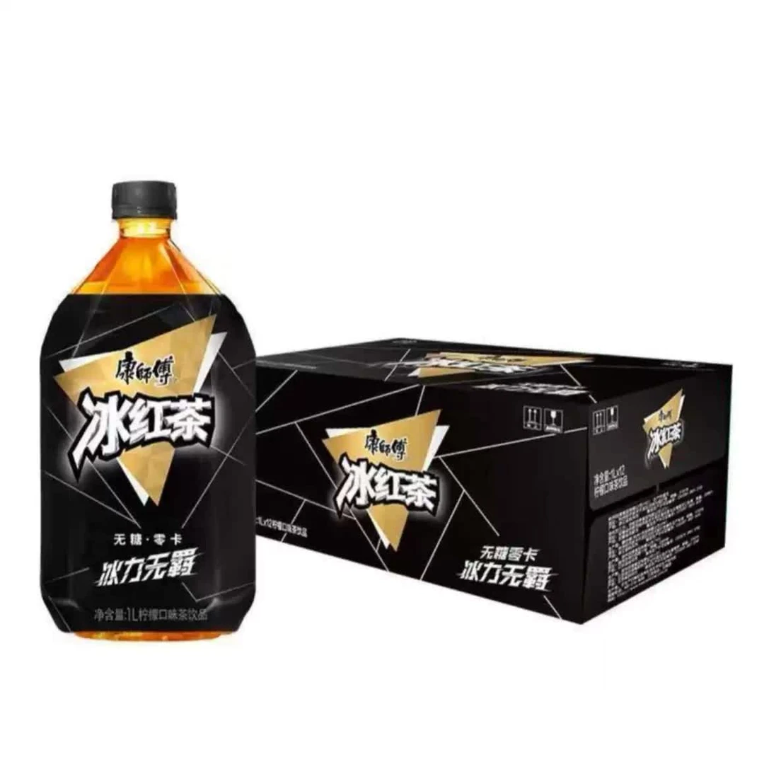 康师傅 无糖冰红茶柠檬味茶饮品0糖0卡饮料大瓶装1L*12/箱