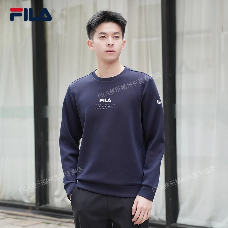 FILA斐乐/男装套头卫衣2024春季新款休闲运动圆领上衣A11M411206F