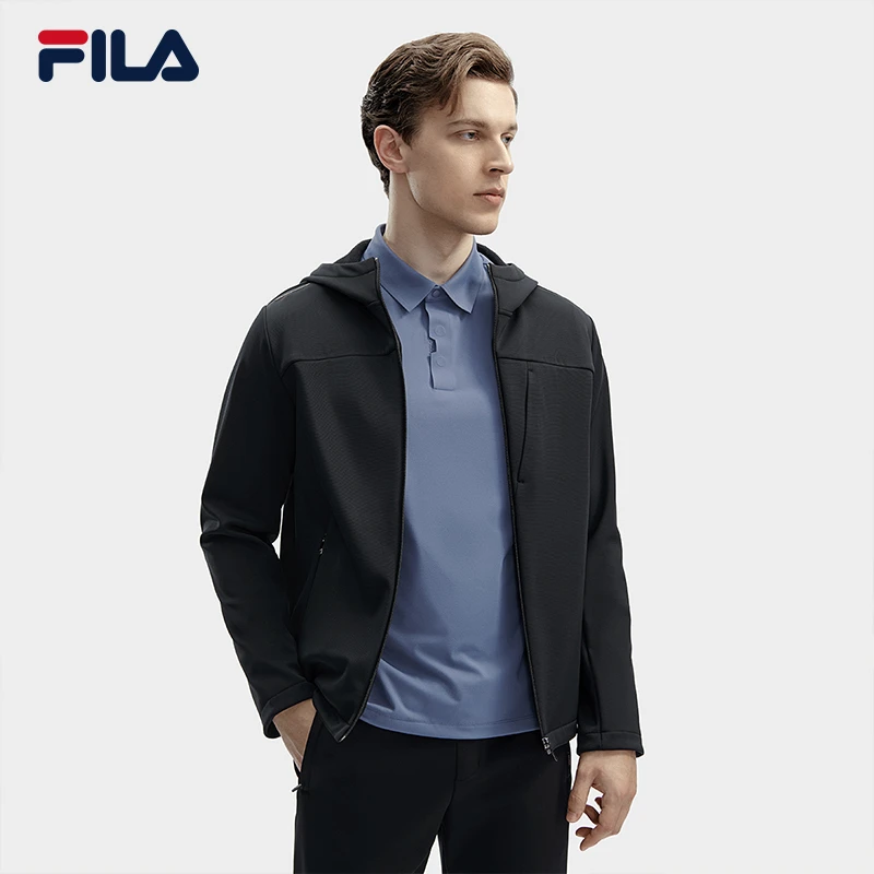 FILA斐乐男装/高端商务连帽夹克2024春季新款保暖外套F11M412503F