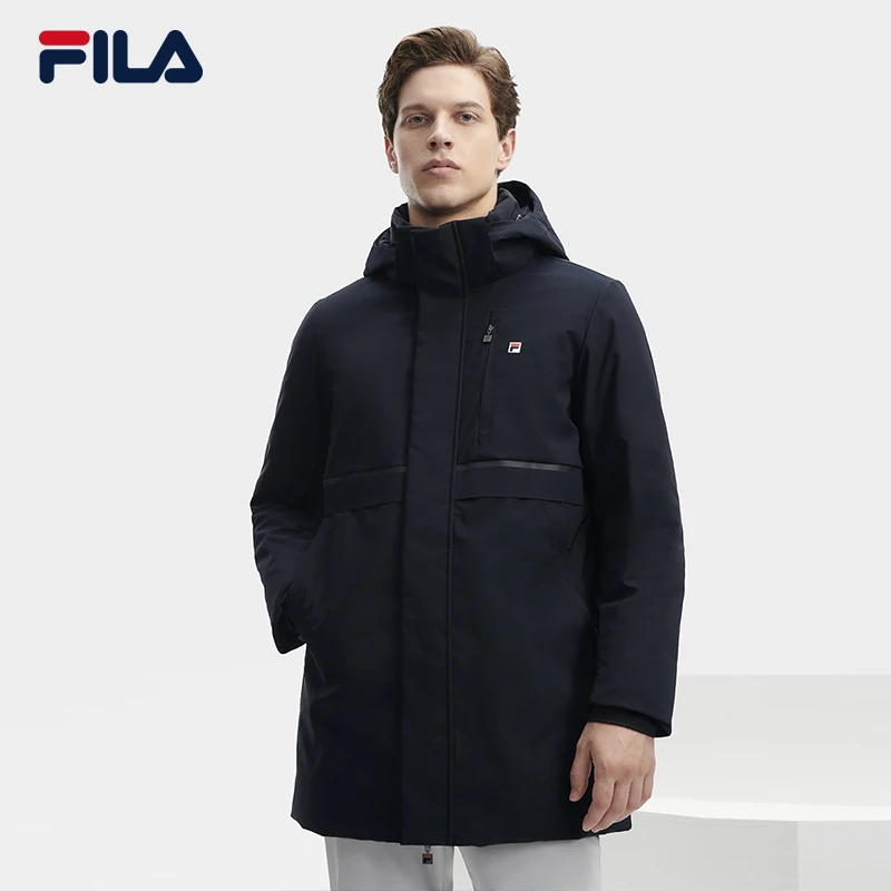 FILA斐乐男装/商务中长款羽绒服2023冬季新款保暖外套F11M341910F