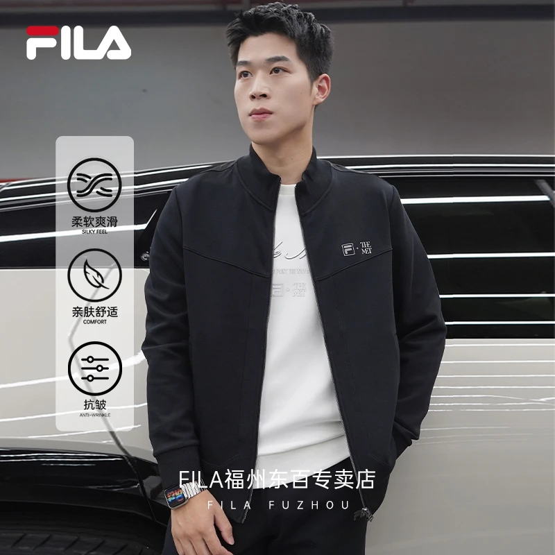 FILA斐乐男装/时尚休闲百搭立领简约宽松秋季长袖推荐F11M348501F