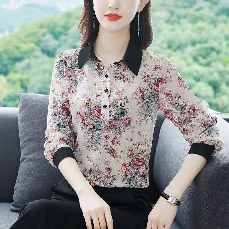 2120雪纺衬衫女长袖2023春秋新款洋气减龄时尚上档次小衫气质上衣