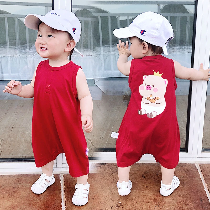 婴儿连体衣服宝宝夏装夏季薄款短袖背带裤子