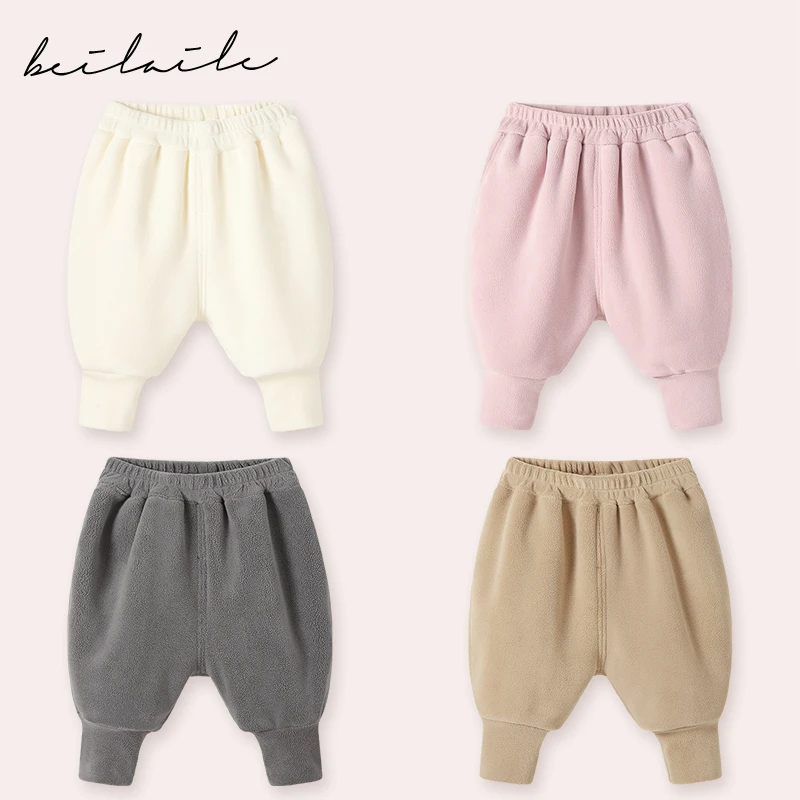 婴儿衣服柏莉绒长裤子冬装秋冬男童女宝宝儿童加绒保暖长裤春秋