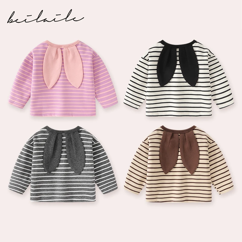 【兔耳造型】宝宝长袖T恤春秋洋气衣服婴儿打底衫男童上衣女童