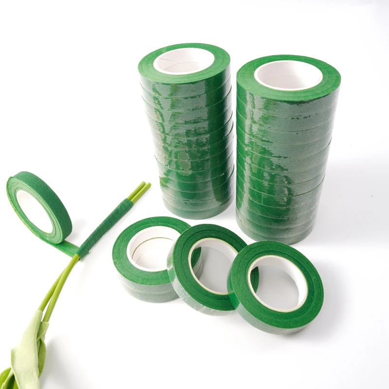 花槿花艺绿色胶带diy花束玫瑰花花杆防水纸胶布材料花店鲜花包装