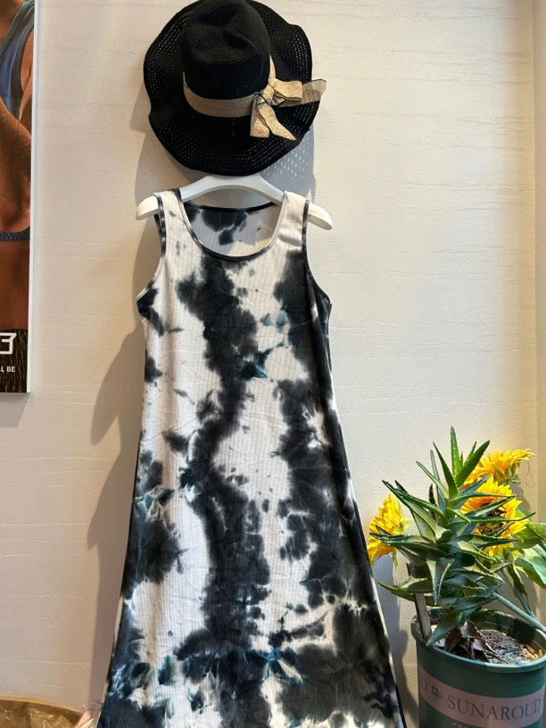 156款针织棉长款弹力罗纹显瘦连衣裙