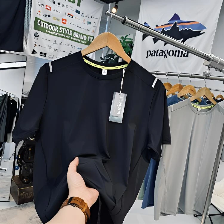 冰丝网眼速干运动T恤男士夏季短袖圆领弹力健身衣吸湿排汗训练服