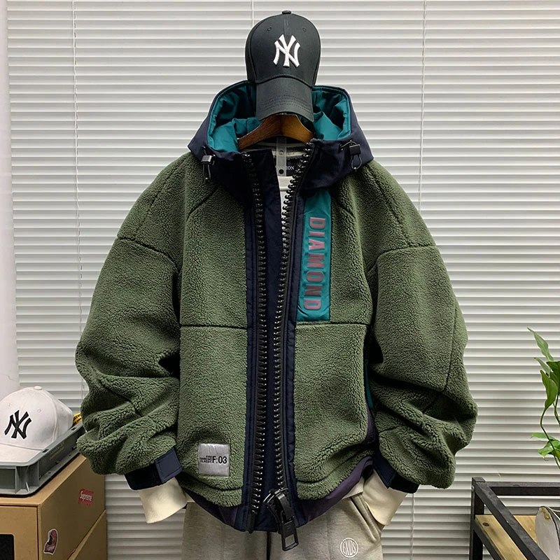 羽绒服外套男摇粒绒加厚保暖连帽设计感冬季新款休闲宽松潮牌上衣