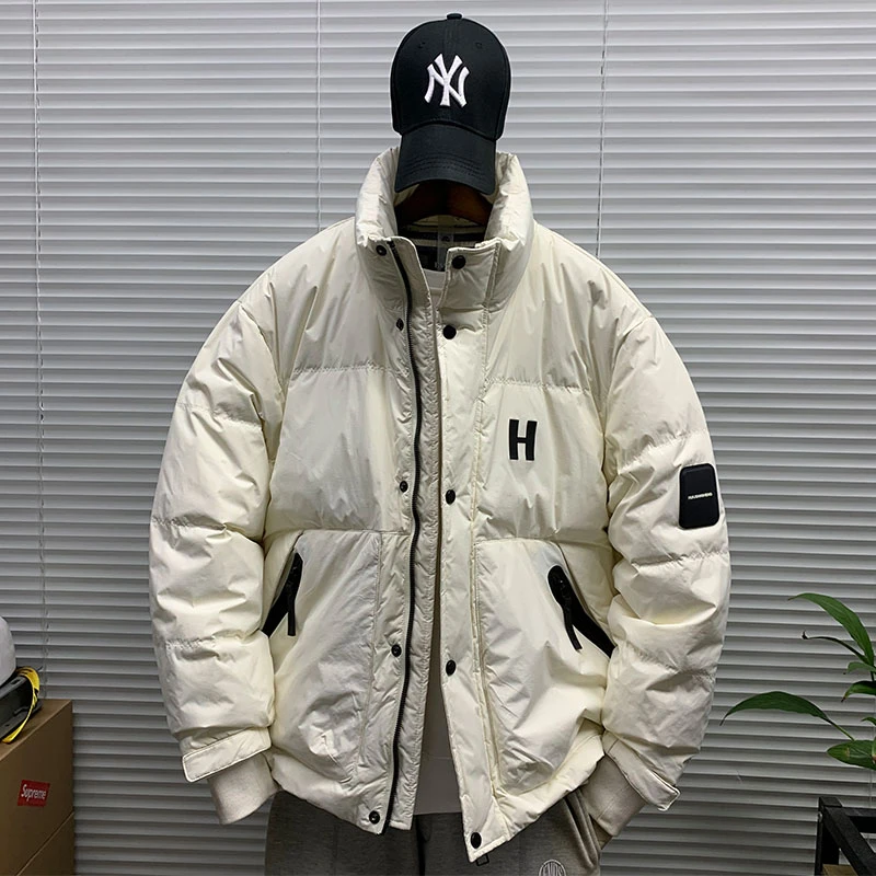 立领短款加厚保暖白鸭绒羽绒服外套男士加厚保暖潮牌高品质面包服
