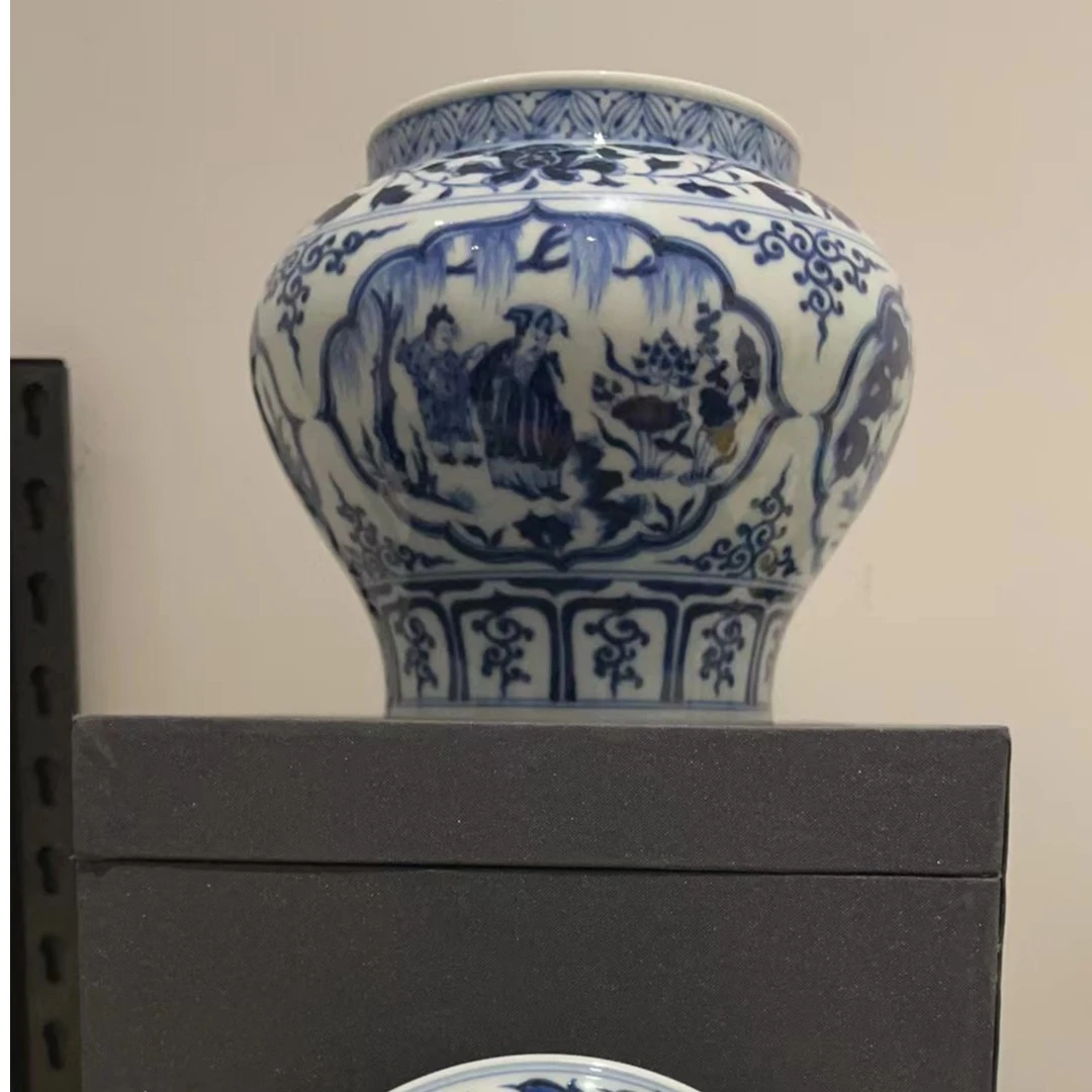 御窑元华堂A075元青花四爱人物纹将军罐