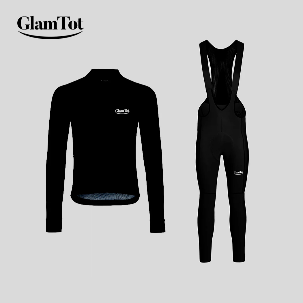 Glam tot男款冬季加绒骑行服套装抓绒