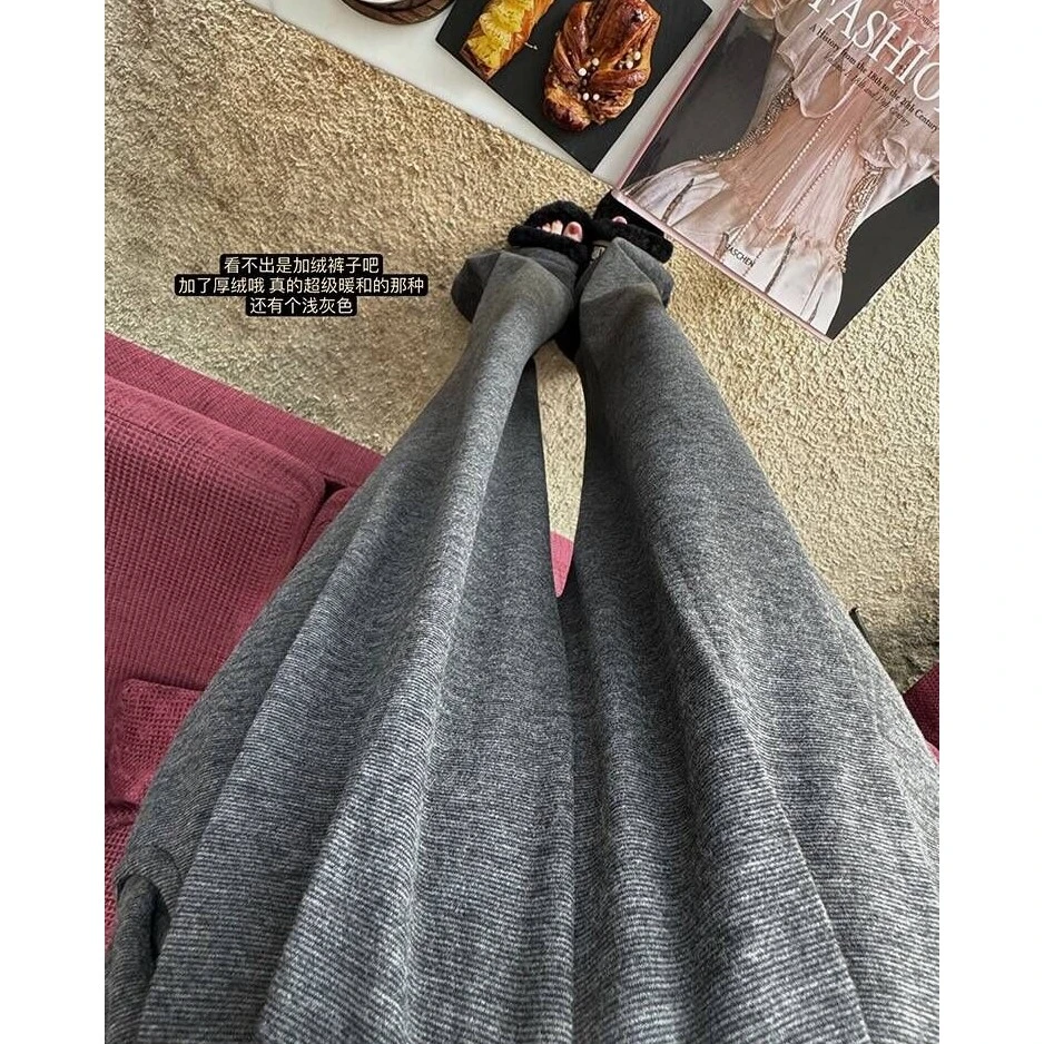 【糯米阔腿裤】松紧高腰垂感直筒裤子宽松加绒加厚运动休闲裤