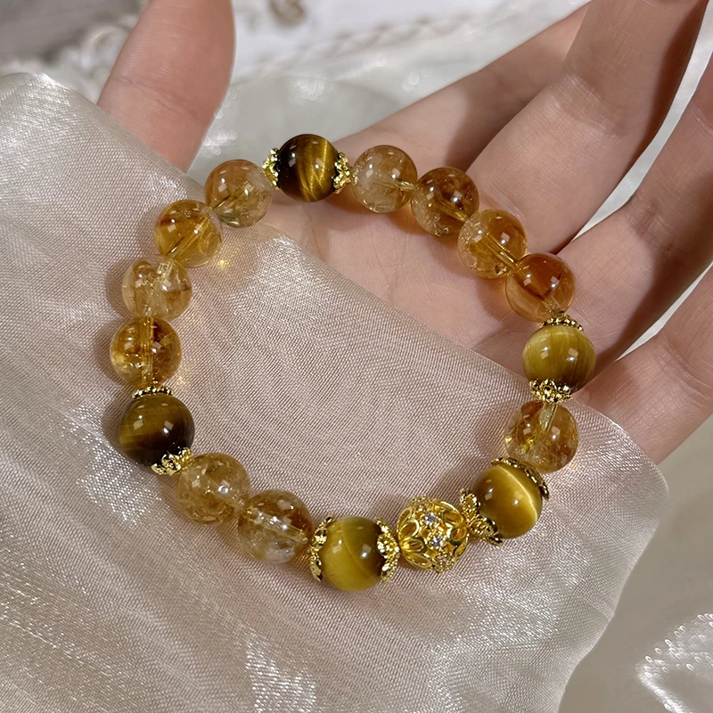 tx658-暴力黄塔晶黄虎眼14k花托手串