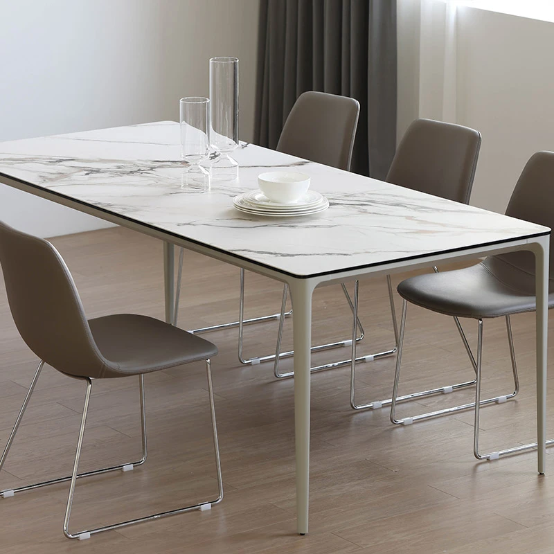 树吱北欧极简意式表情意大利进口3MM岩板玻璃岛台金属腿现代餐桌