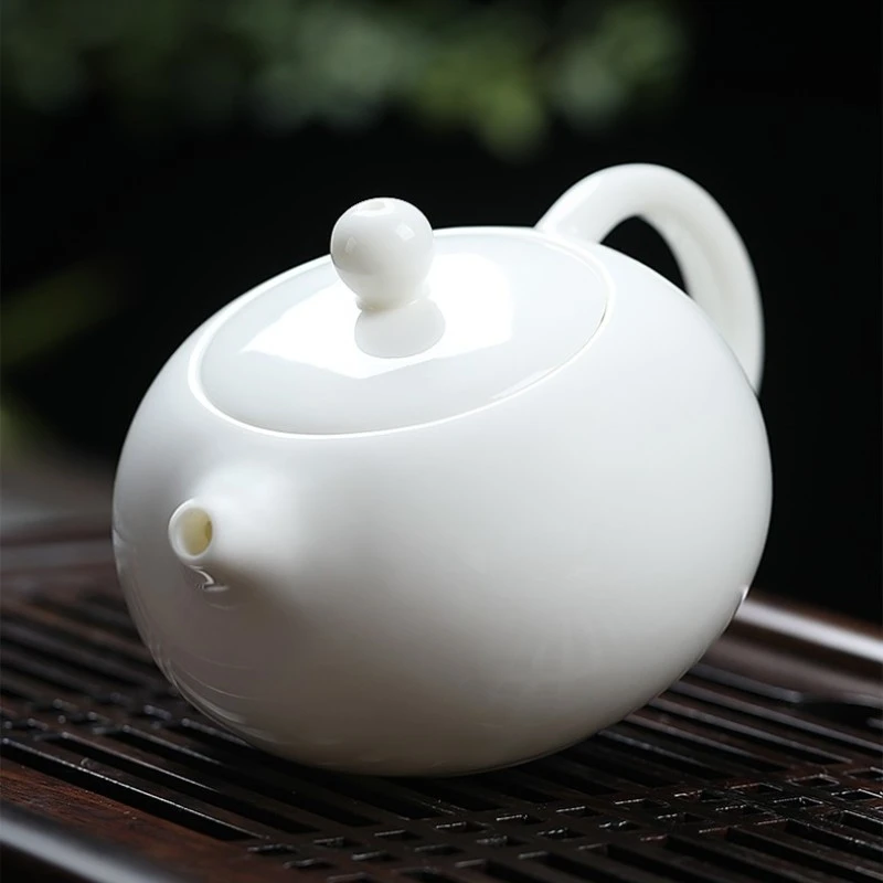 德化羊脂玉白瓷西施壶茶壶陶瓷功夫茶具家用泡茶壶泡茶器茶道
