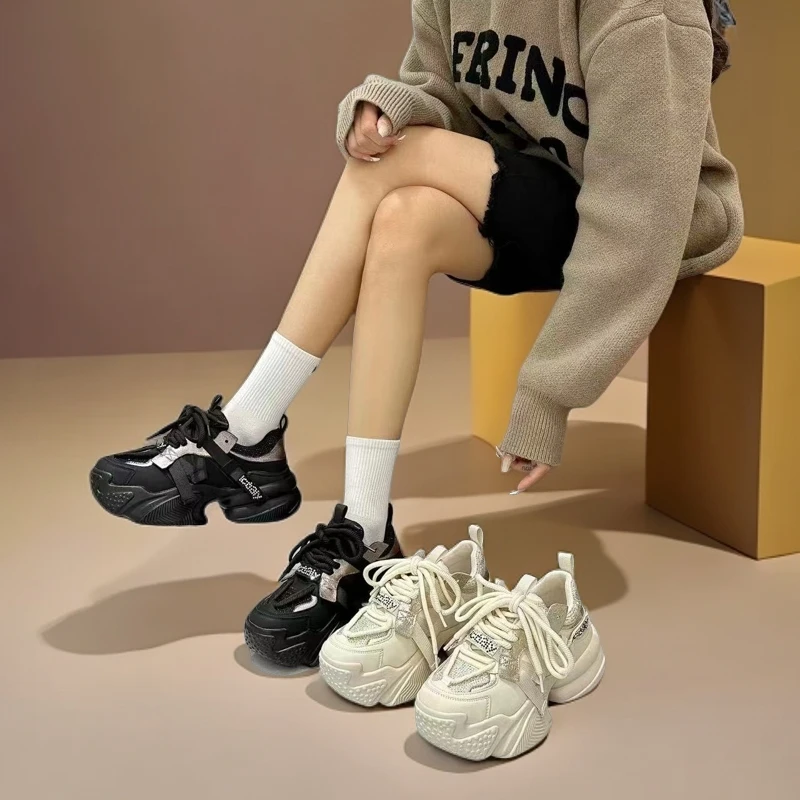 ［ZOORTTAR］商场同款轻便耐磨松糕底真皮亮钻时尚百搭老爹鞋912-1