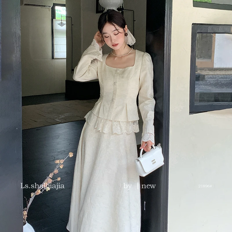 LS 法式优雅小衫+半身裙套装2024秋季新品女装21896#