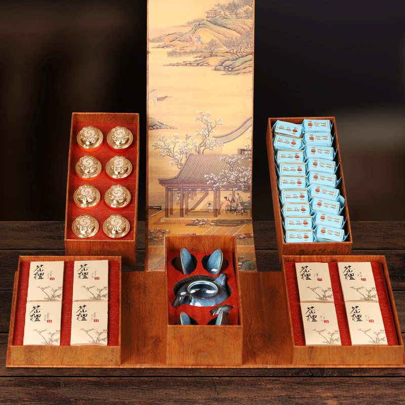 鱼跃龙门茶叶组合礼盒白茶绿茶红茶送茶具口粮茶大气高端送礼