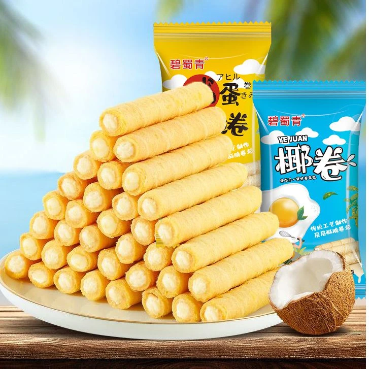 碧蜀青咸蛋黄椰奶蛋卷酥脆零食.