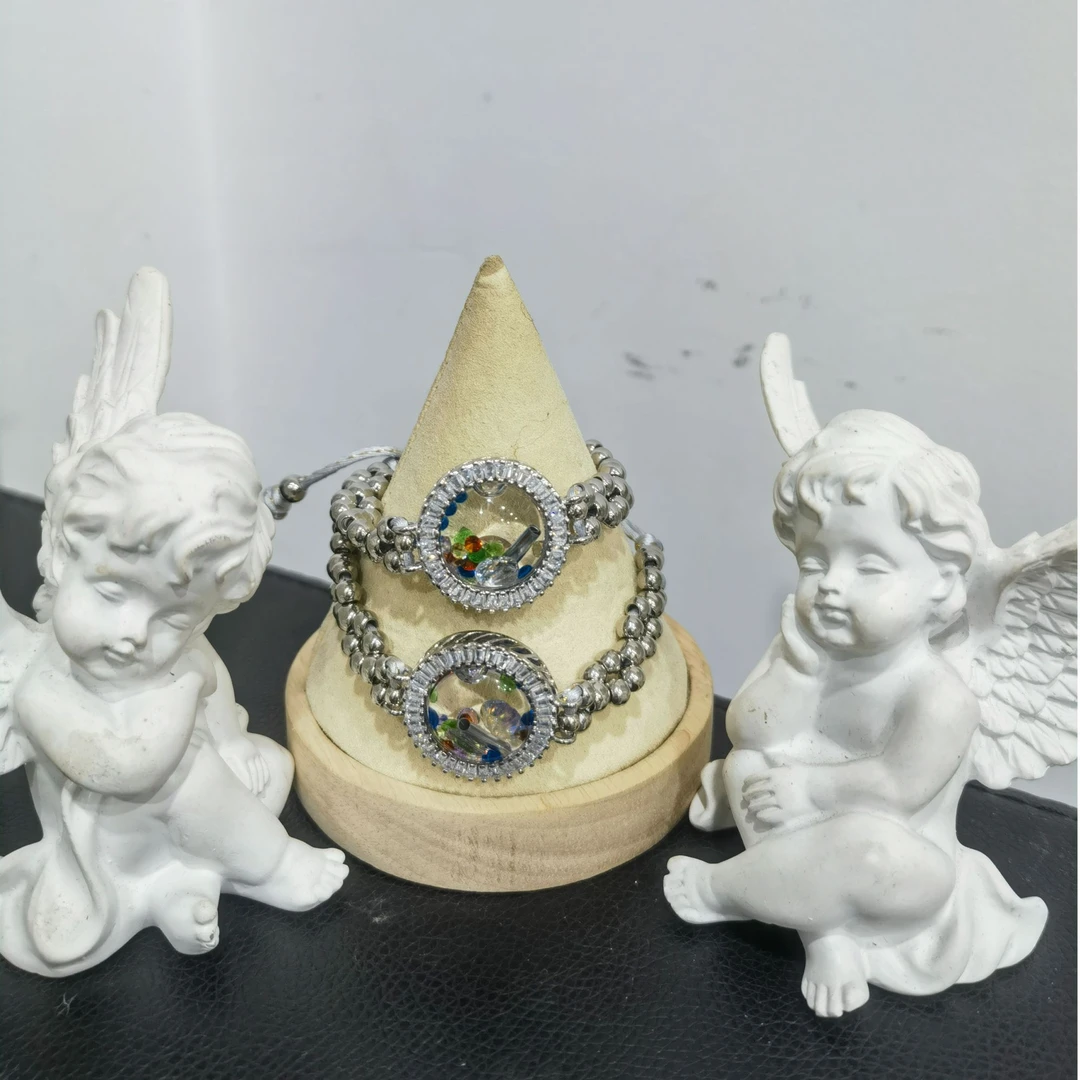 铁合金仿水晶手链 28号银色圆形可调节创意手链时尚气质镶嵌