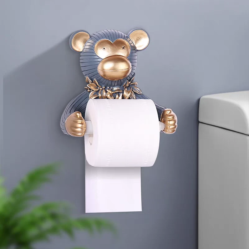 猴子可爱卡通厕纸架卷纸筒卫生间纸巾盒厕所纸巾置物架挂架免打孔