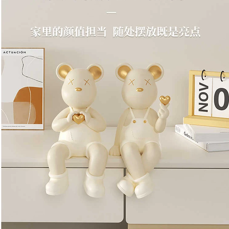 比心摆件 暴力熊家居饰品桌面熊摆件客厅装饰品高颜值家居装饰品