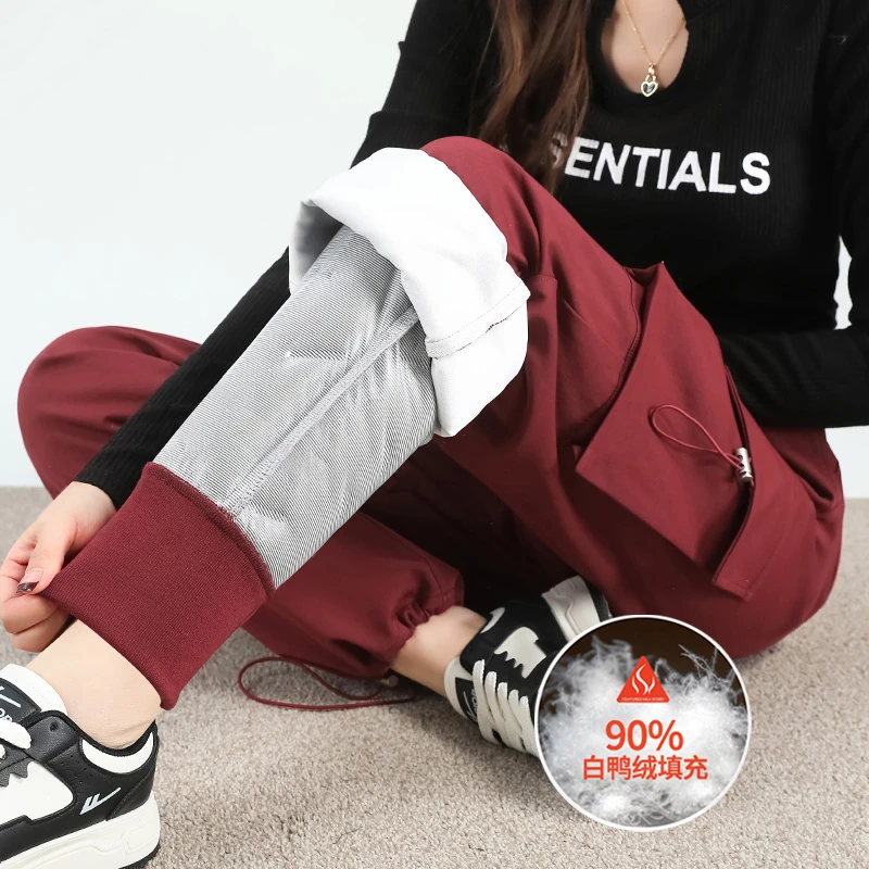 羽绒裤女外穿2025冬季新款零下40度防寒保暖棉裤加绒加厚工装裤子