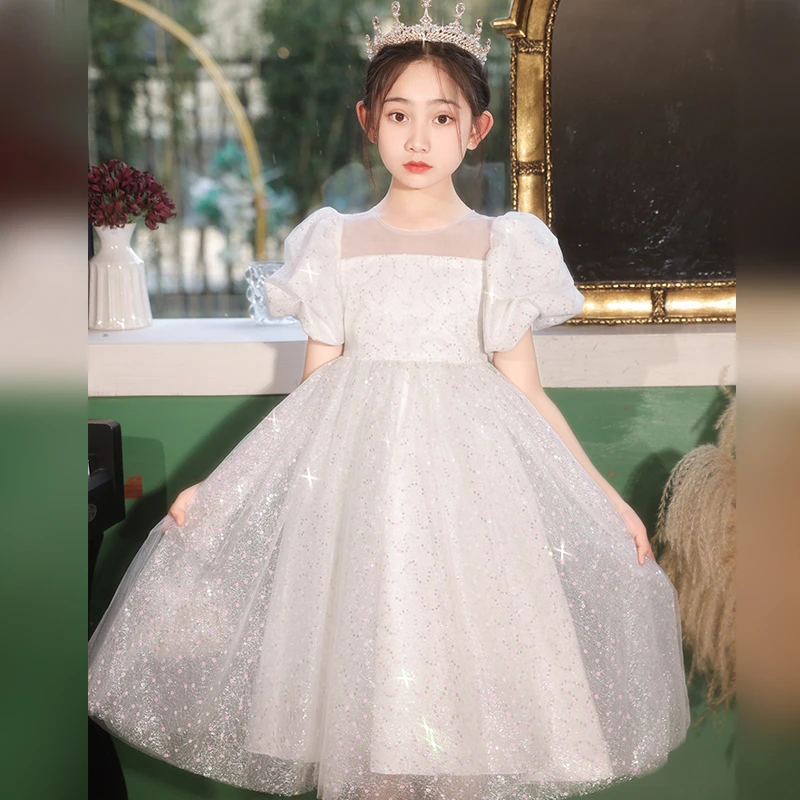 女童夏季高端礼服公主裙小女孩蓬蓬纱洋气走秀花童儿童演出连衣裙