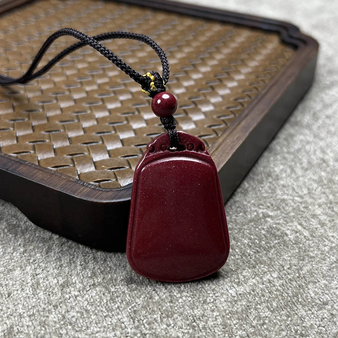 含辰砂工艺品高含量朱砂紫金砂平安无事牌吊坠