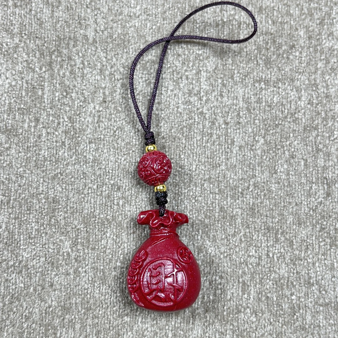 含辰砂工艺品高含量朱砂紫金砂设计款大福袋手机挂