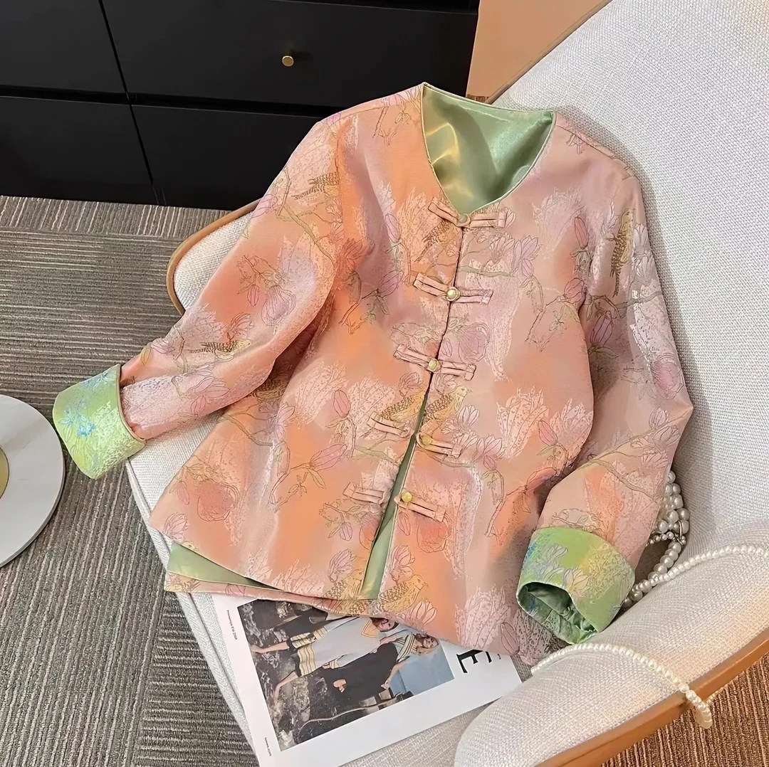 【喜上眉梢】2024春季新款唐装国风复古提花刺绣上衣女新中式短外套