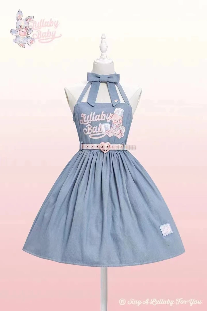 【现货】摇篮曲六周年庆原创Lolita甜可爱jsk牛仔吊带小动物连衣裙