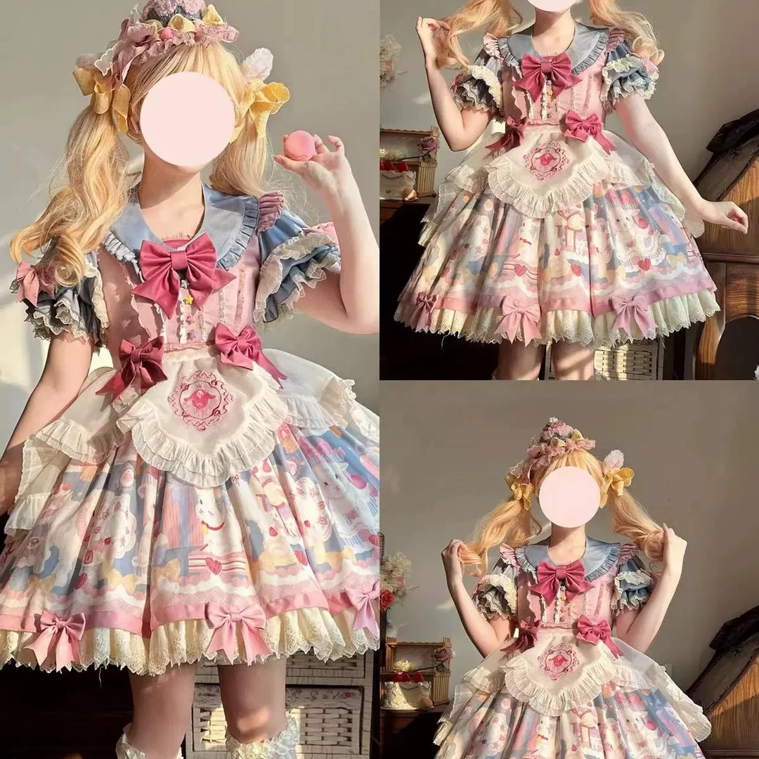 【现货】零卡咩op/jsk呲甜芙芙猫原创设计Lolita甜系可爱连衣裙