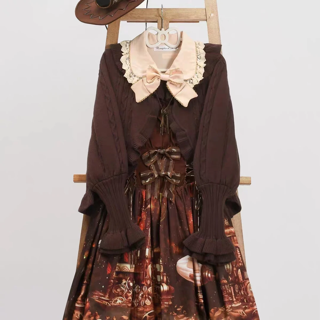 【现货】梨梦Lolita短款毛衣开衫外洛丽塔开衫复古针织软妹少女可爱