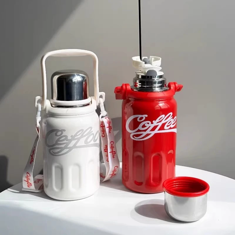 大容量可‌囗可乐保温杯不锈钢网红水壶高颜值正品316保温杯男士