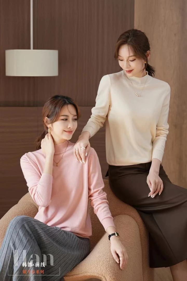 打底衫毛衣针织半高领