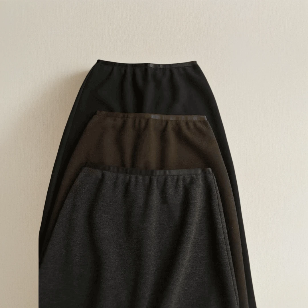 醋酸羊毛半身裙女24秋冬松紧腰直筒显瘦后开叉气质长款半裙8920