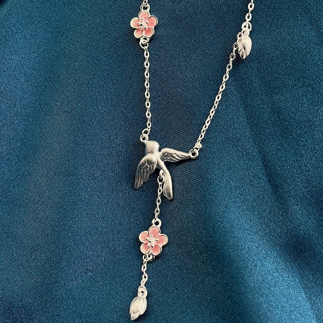 坠链均足银  【灵鹊闲花项链】足银套链喜上眉梢古风系列经典百搭