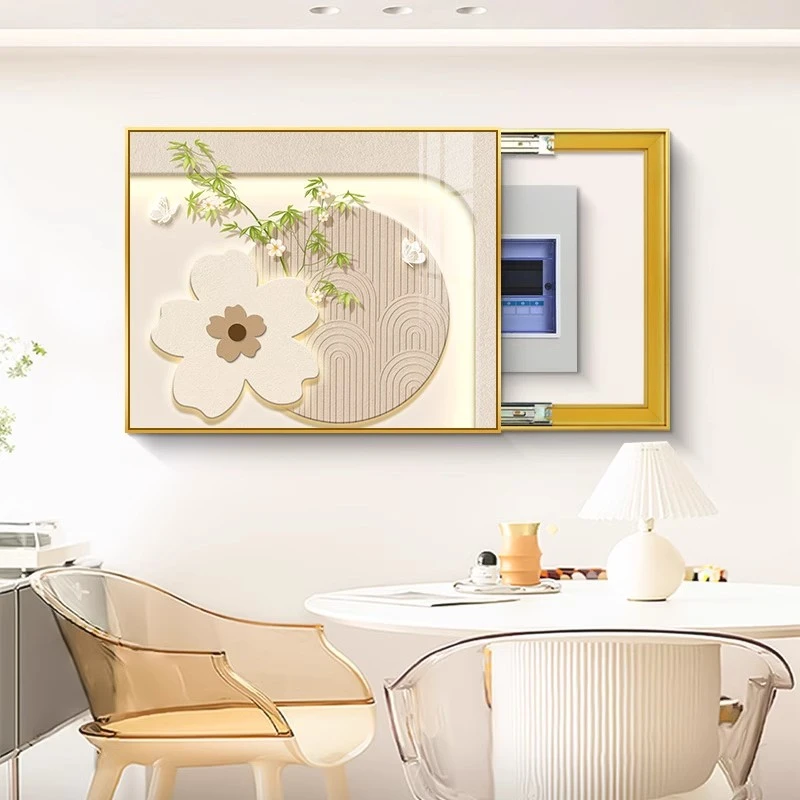 电表箱装饰画现代简约免打孔奶油风花卉配电箱挂画电闸箱家用遮挡