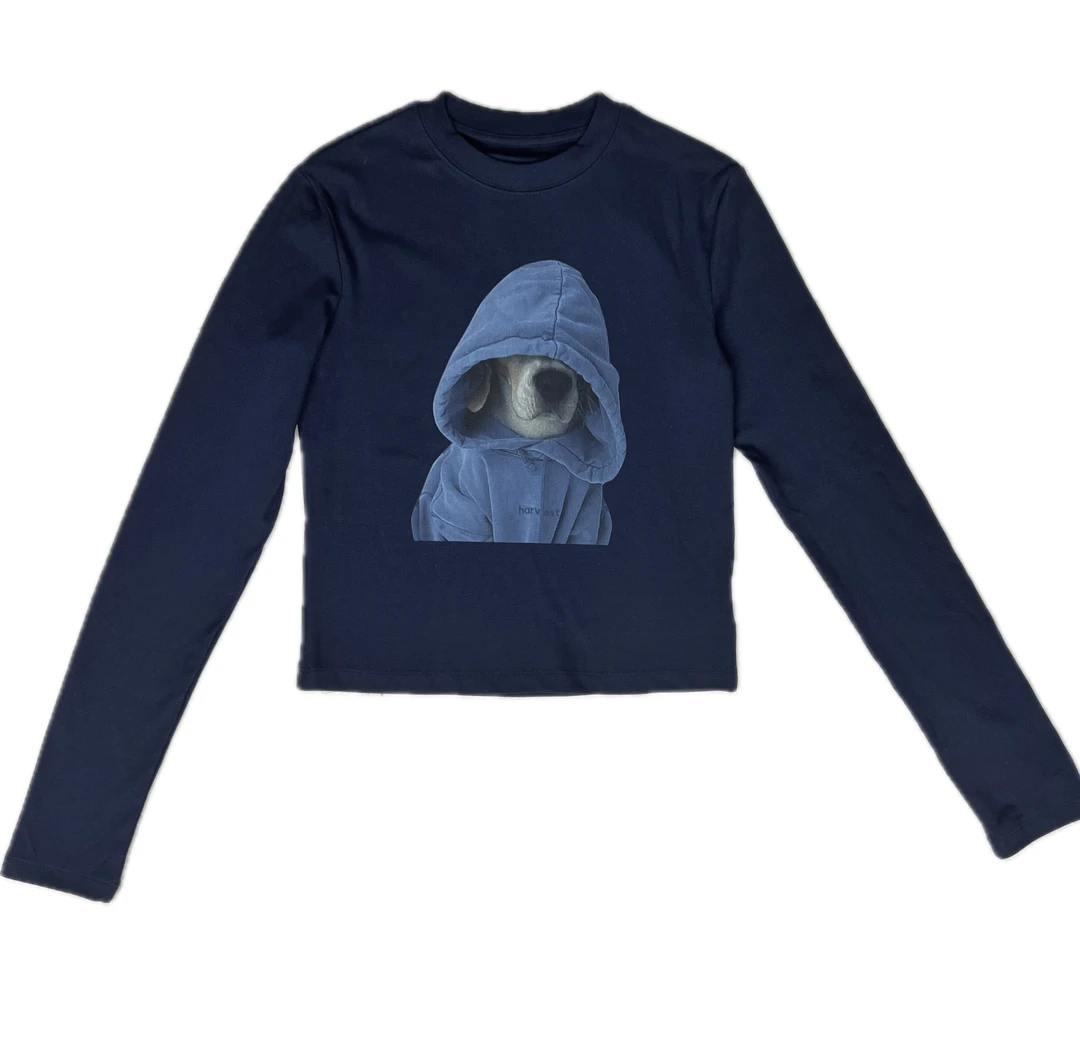 LING玲姐-卡通小狗印花长袖打底T恤秋冬＃668037