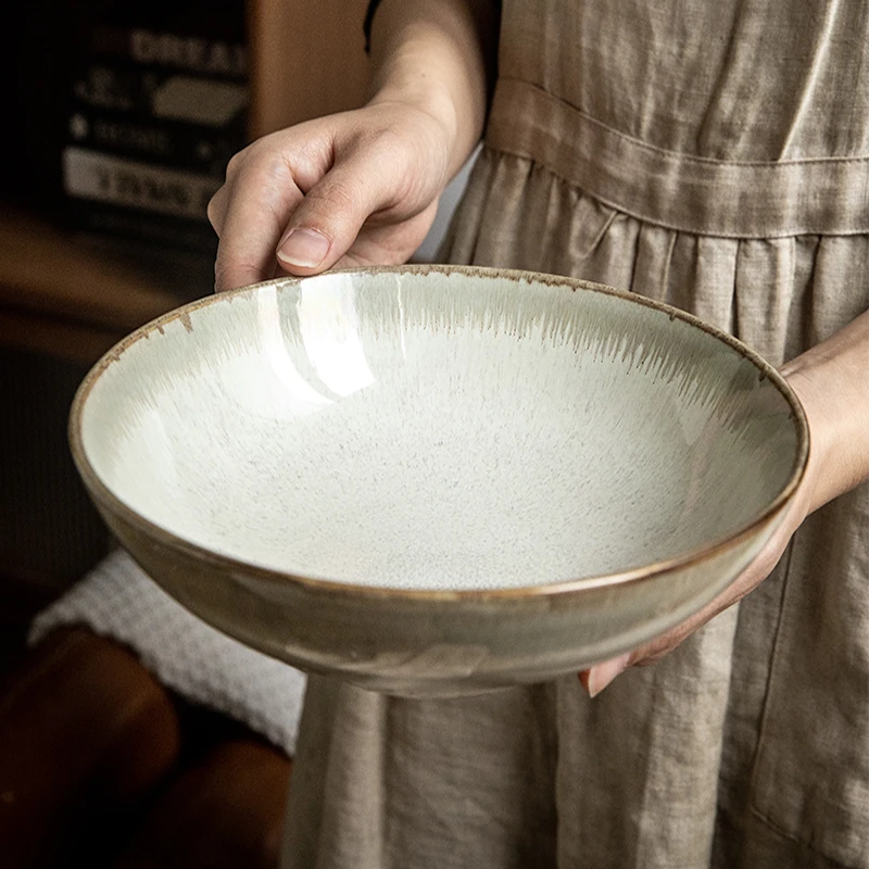 复古渐变大碗8英寸斗笠碗日式家用陶瓷菜碗专用面碗大号个性汤碗