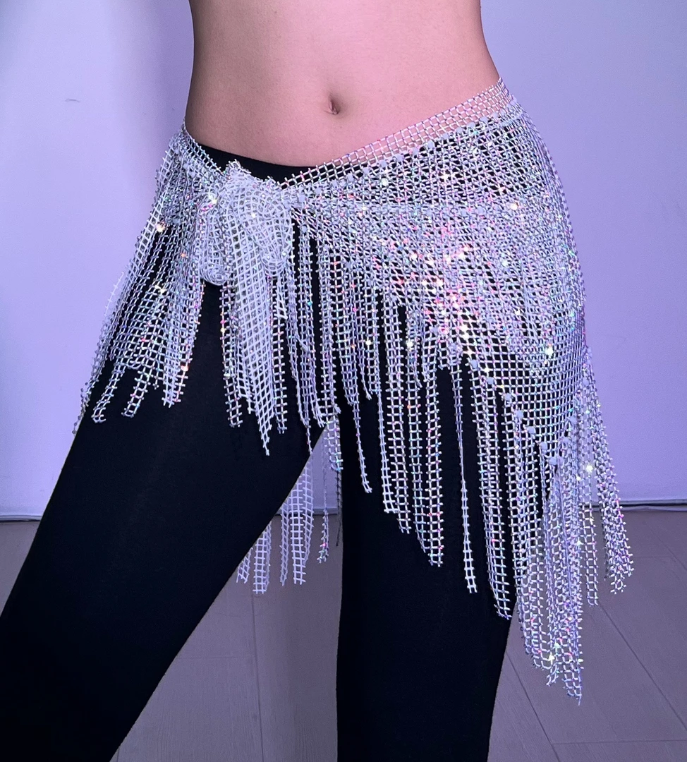 尼罗河之约肚皮舞新款臀巾双层云朵款初学者腰链东方舞演出饰品