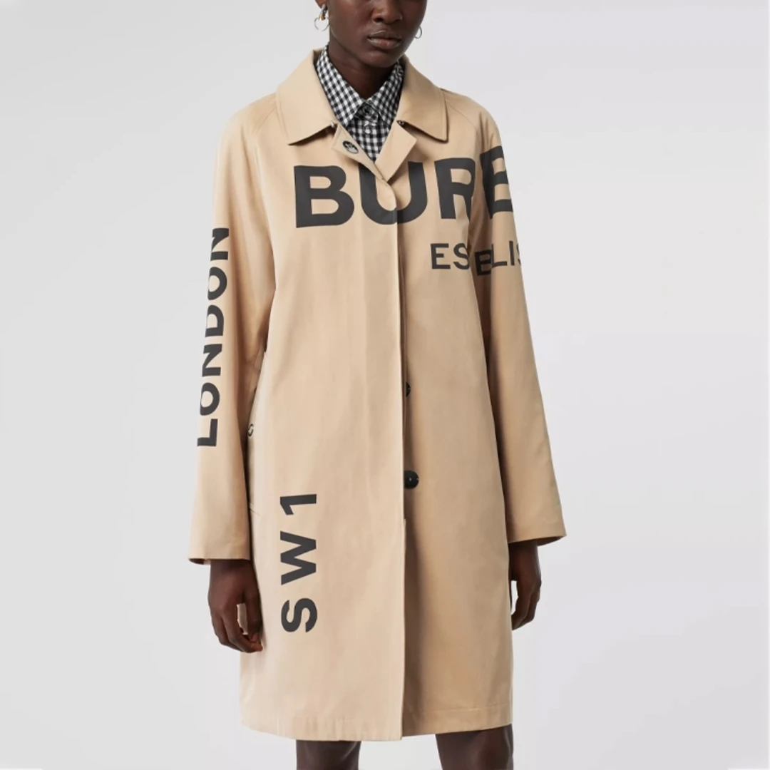 Burberry米色字母Logo印花棉质轻便大衣/36码/99新/2409/W51968
