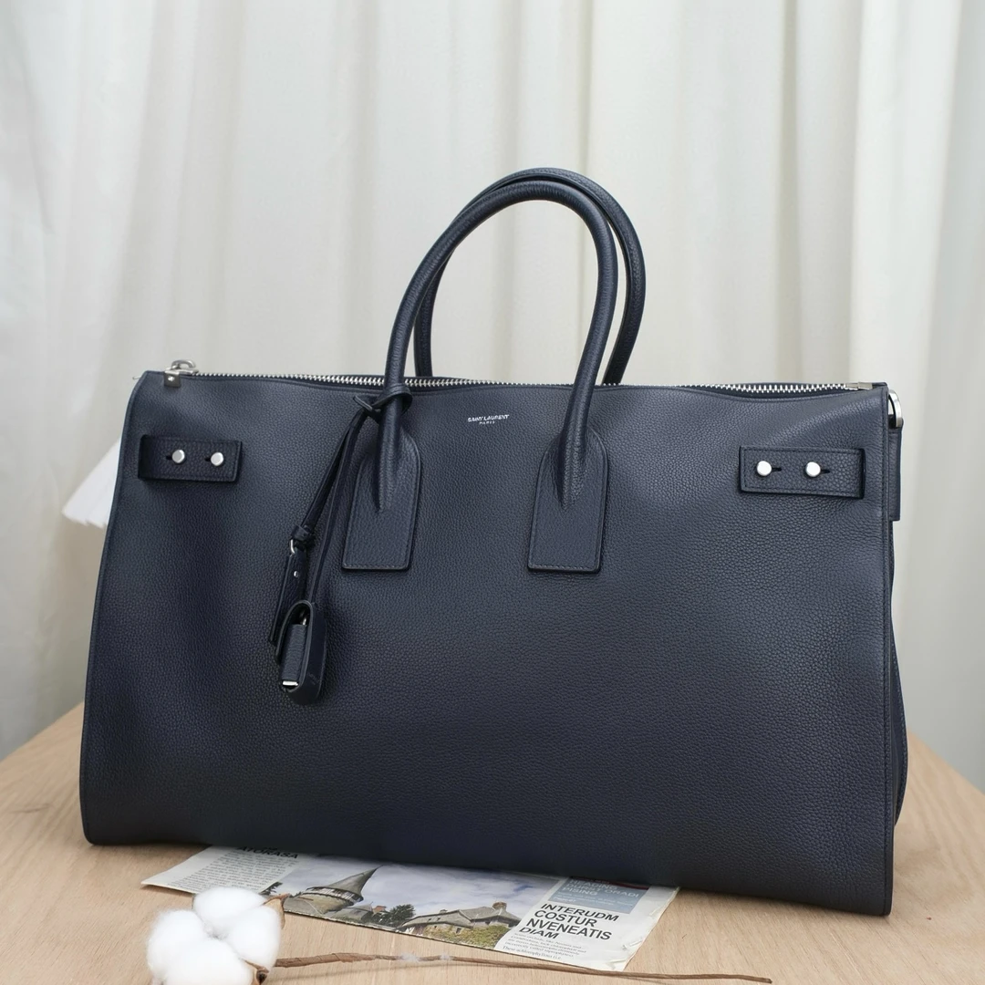 99新 YSL/圣罗兰 嘉壹/(6280)sac de jour烫印logo海军蓝手提托特