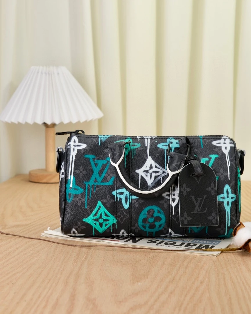 嘉壹/LOUIS VUITTON keepall 25徽标Logo拉链开合 涂鸦单肩斜挎包