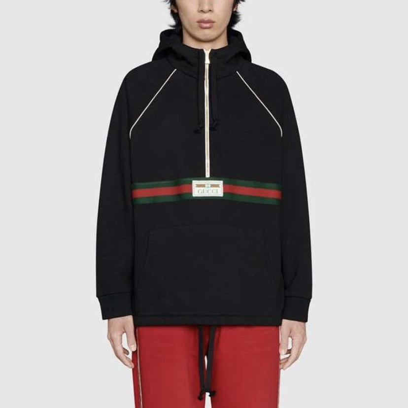 CQ JS Gucci海军蓝半拉链帽衫/S码/98新/公价11000/51336