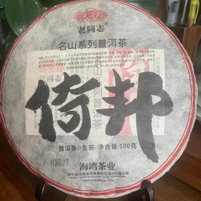 2023年老同志名山系列倚邦500克 普洱茶生茶饼 花香幽然 绵润甘洌